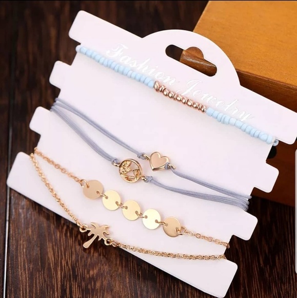 5-Piece Vintage Glam Charm Bracelet Set-Gift Ideas - Picture 5 of 6